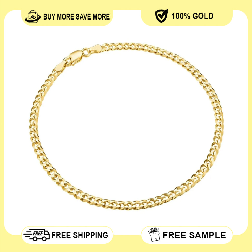 10K Yellow Gold Cuban Ankle Bracelet 2.6g