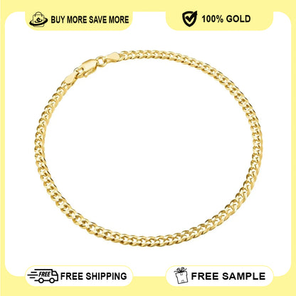 10K Yellow Gold Cuban Ankle Bracelet 2.6g