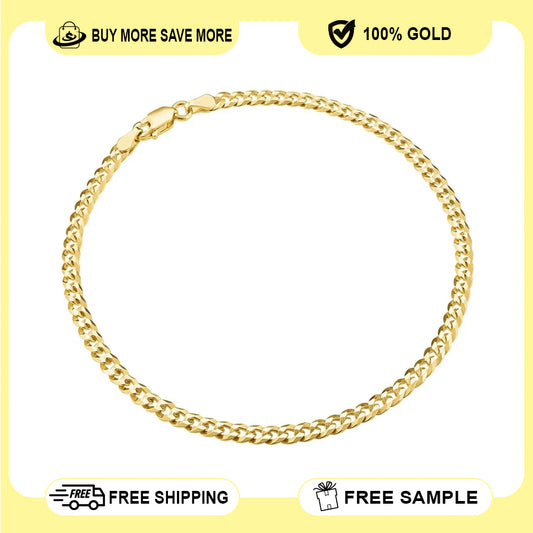 10K Yellow Gold Cuban Ankle Bracelet 2.6g