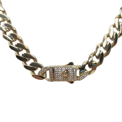 14K Yellow Gold Monaco Generic Classic Link With Stone Lock Chain 20'' x 11mm