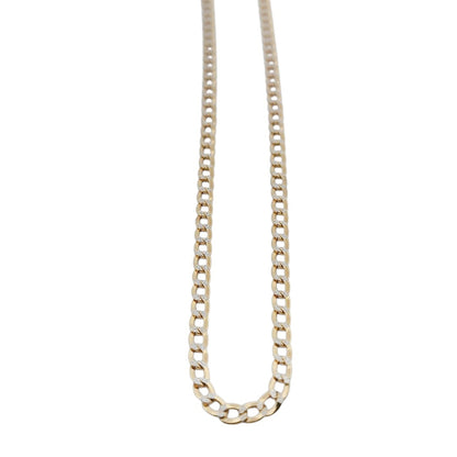 14K Yellow Gold Curb Hollow Flat Pave Chain 18'' x 3.5mm