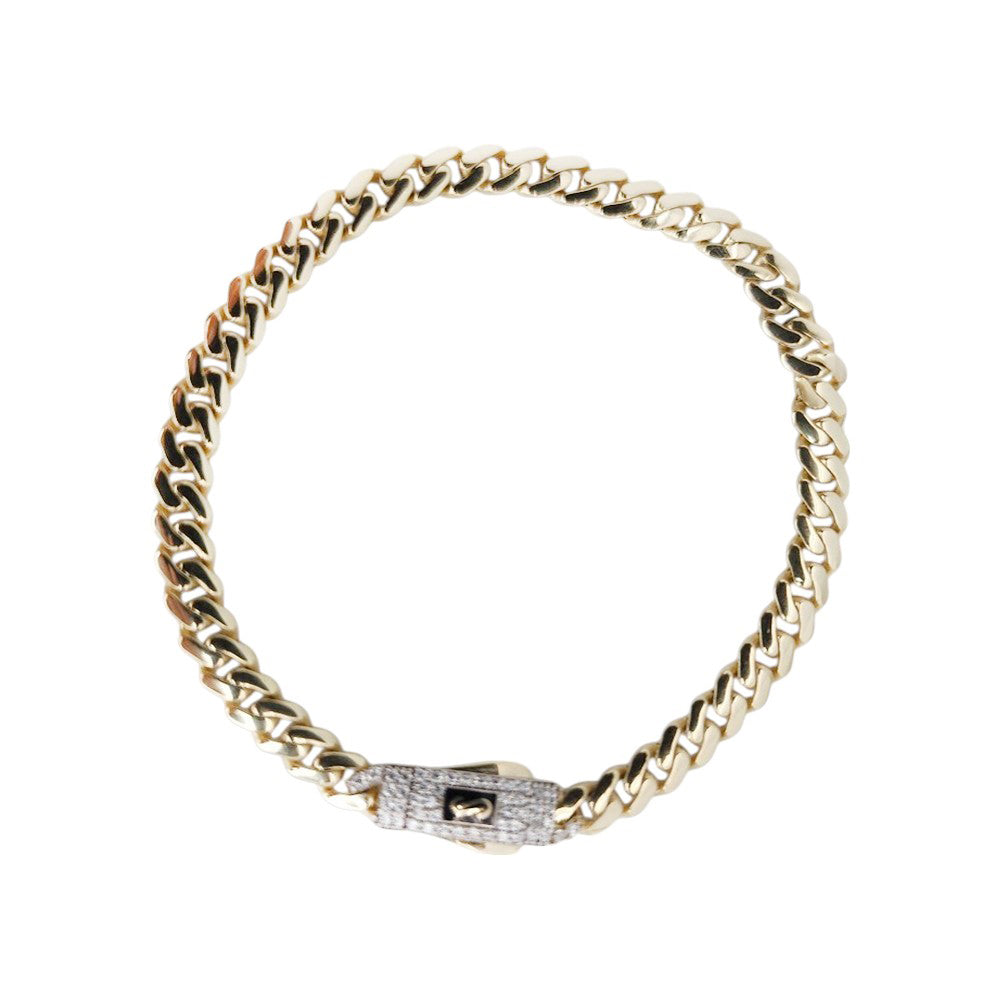 Original Classic 4.9gr Link With Stone lock Monaco Bracelet 10K 7 x 5 mm