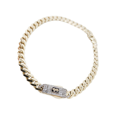 Original Classic 4.9gr Link With Stone lock Monaco Bracelet 10K 7 x 5 mm