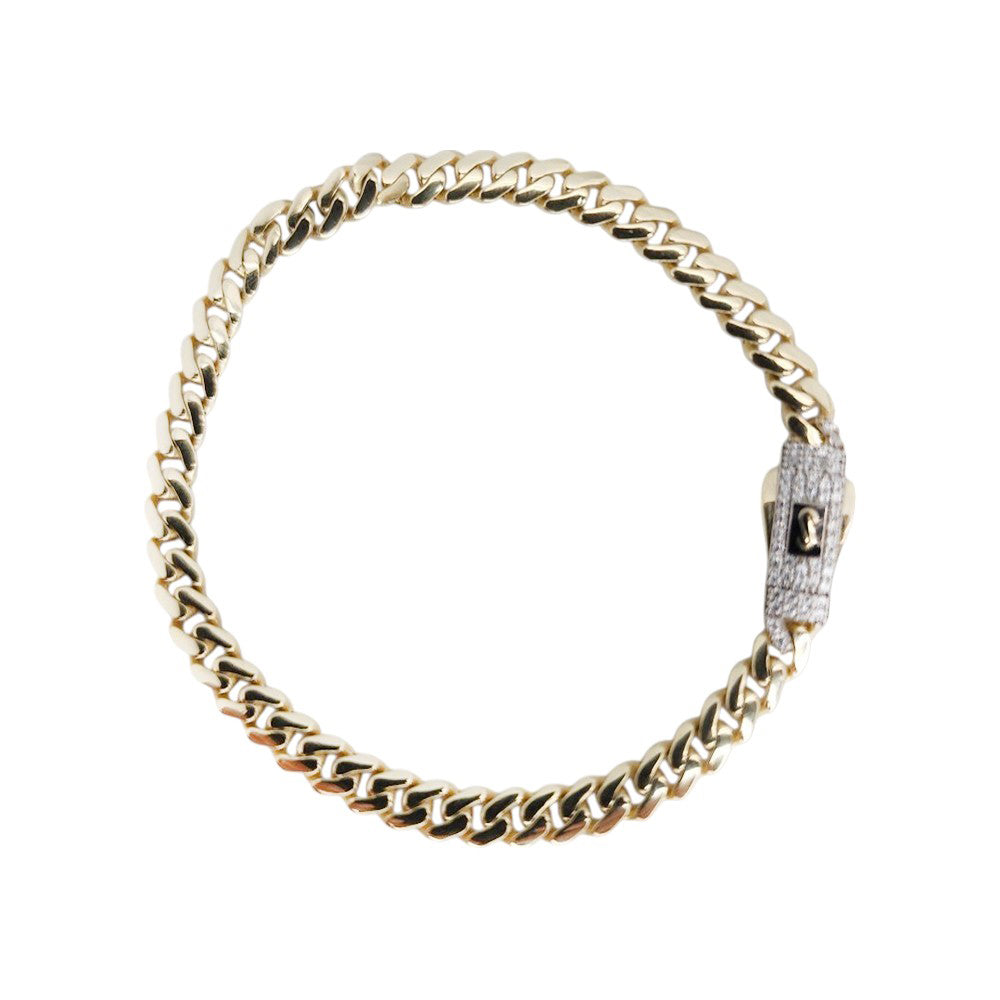 Original Classic 4.9gr Link With Stone lock Monaco Bracelet 10K 7 x 5 mm