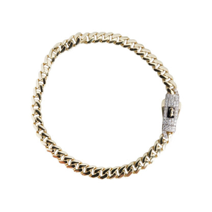Original Classic 4.9gr Link With Stone lock Monaco Bracelet 10K 7 x 5 mm