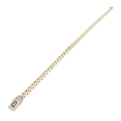 Original Classic 4.9gr Link With Stone lock Monaco Bracelet 10K 7 x 5 mm