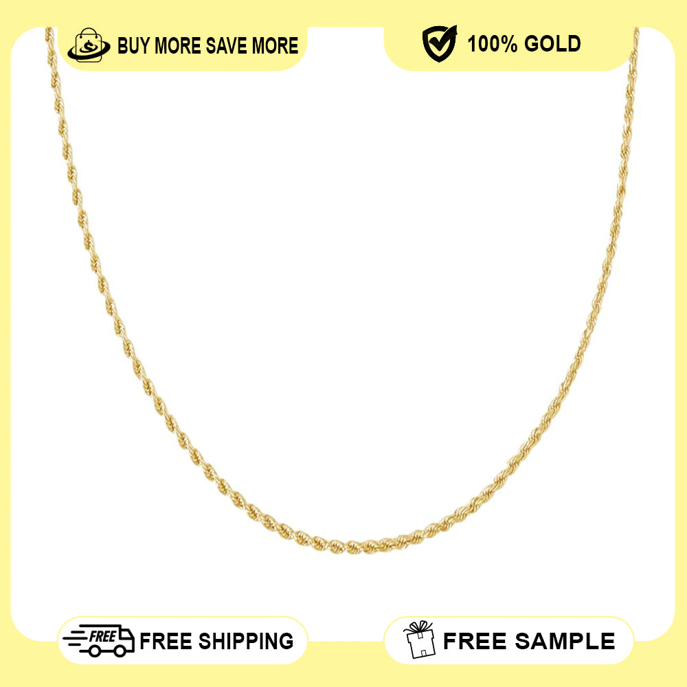 14K Gold Solid Rope Chain 1.5mm 20'' 4.28g