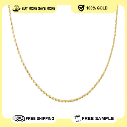 14K Gold Solid Rope Chain 1.5mm 20'' 4.28g
