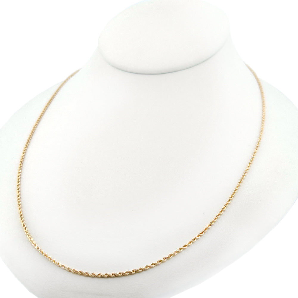 14K Gold Solid Rope Chain 1.5mm 20'' 4.28g