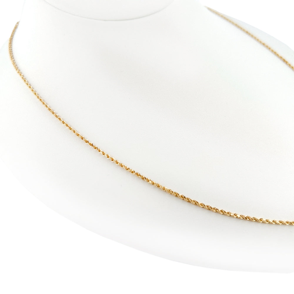 14K Gold Solid Rope Chain 1.5mm 20'' 4.28g