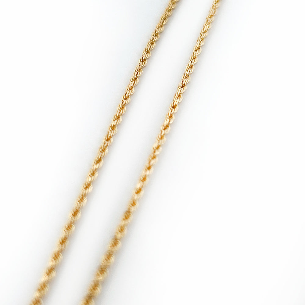 14K Gold Solid Rope Chain 1.5mm 20'' 4.28g