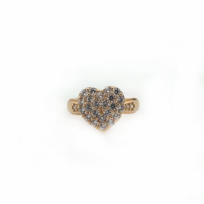 10K Yellow Gold Heart With Stone Ring Size 7.5