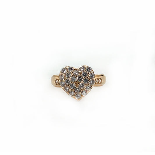 10K Yellow Gold Heart With Stone Ring Size 7.5