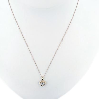 10K Yellow Gold 0.10Ct Round Diamond Ladies Pendant Chain Necklace