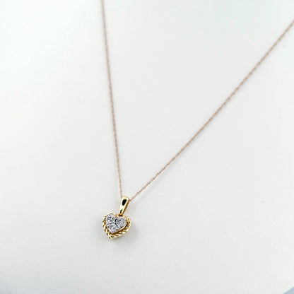10K Yellow Gold 0.10Ct Round Diamond Ladies Pendant Chain Necklace