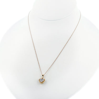 10K Yellow Gold 0.10Ct Round Diamond Ladies Pendant Chain Necklace