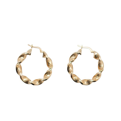 14K Yellow Gold Twisted Hoops Earring 1mm
