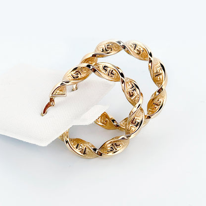 14K Yellow Gold Twisted Hoops Earring 1mm