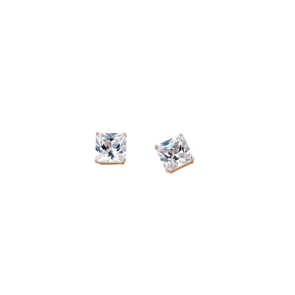 14K Gold Earrings Square Pushback 7mm