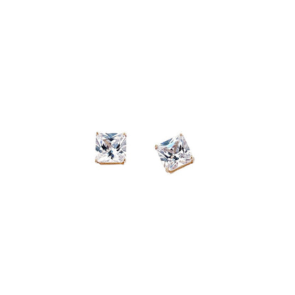 14K Gold Earrings Square Pushback 7mm