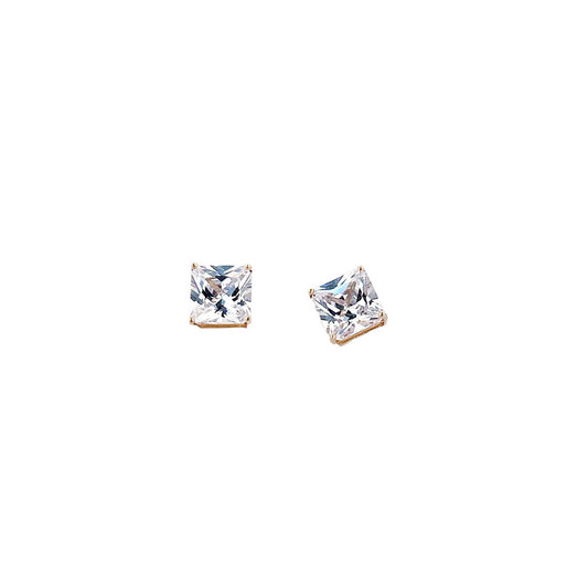 14K Gold Earrings Square Pushback 7mm