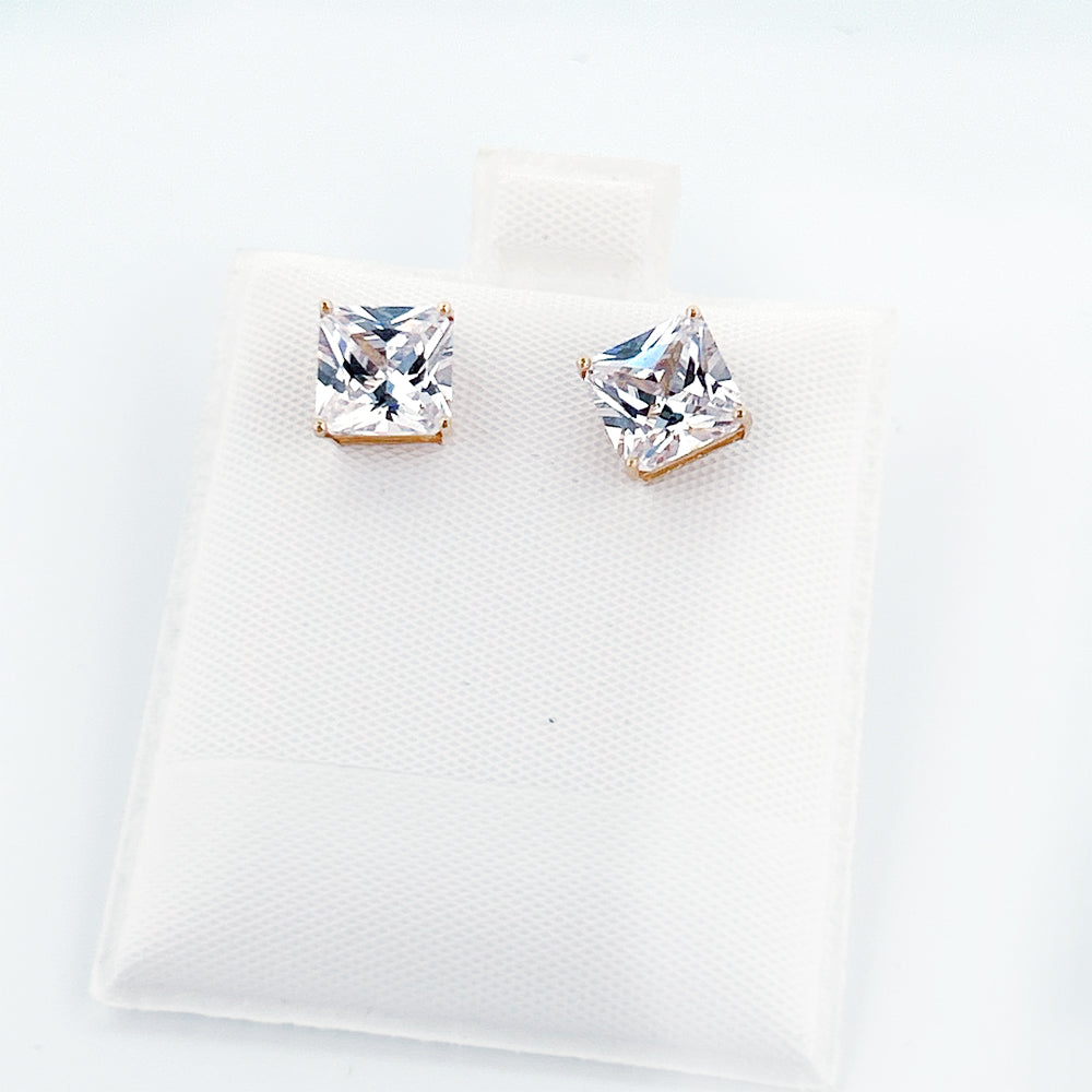 14K Gold Earrings Square Pushback 7mm