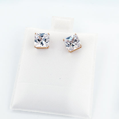14K Gold Earrings Square Pushback 7mm
