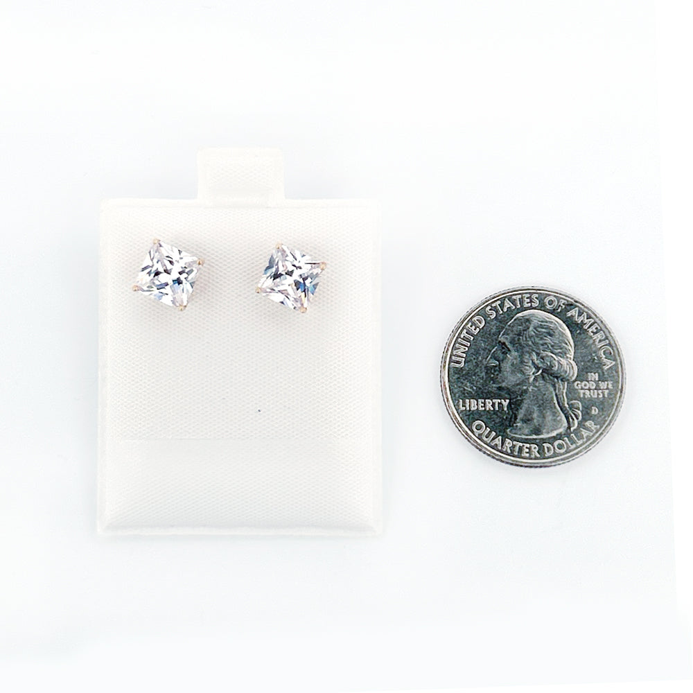 14K Gold Earrings Square Pushback 7mm