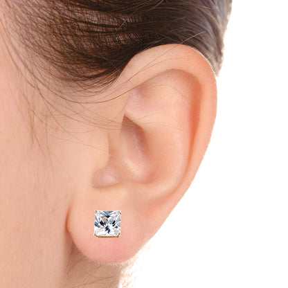 14K Gold Earrings Square Pushback 7mm