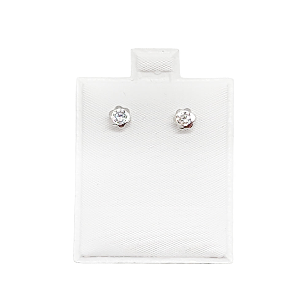 14K Gold Earring Flower Bezel Round Screwback 4mm
