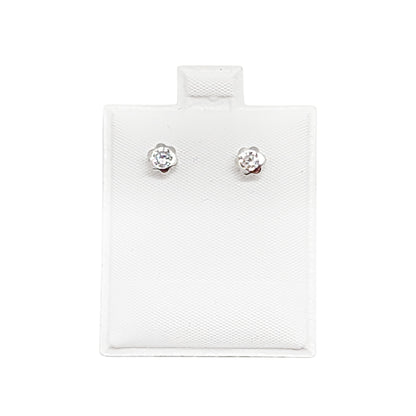 14K Gold Earring Flower Bezel Round Screwback 4mm