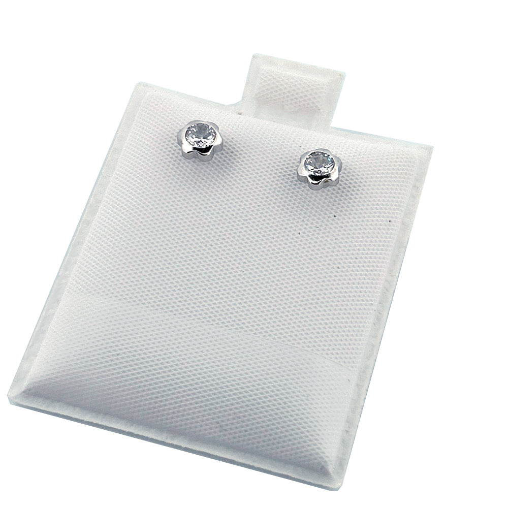 14K Gold Earring Flower Bezel Round Screwback 4mm
