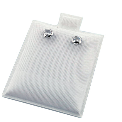 14K Gold Earring Flower Bezel Round Screwback 4mm