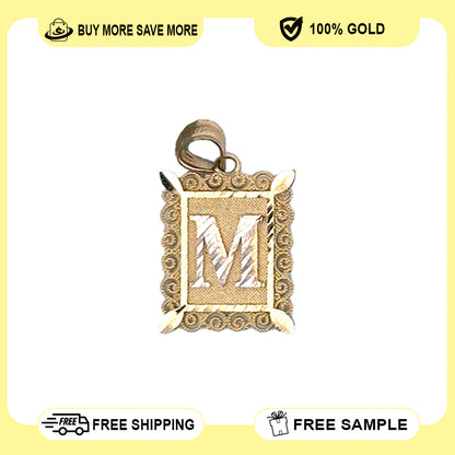 10K Yellow Gold Letter Two Tone M Frame Pendant Size 0.5