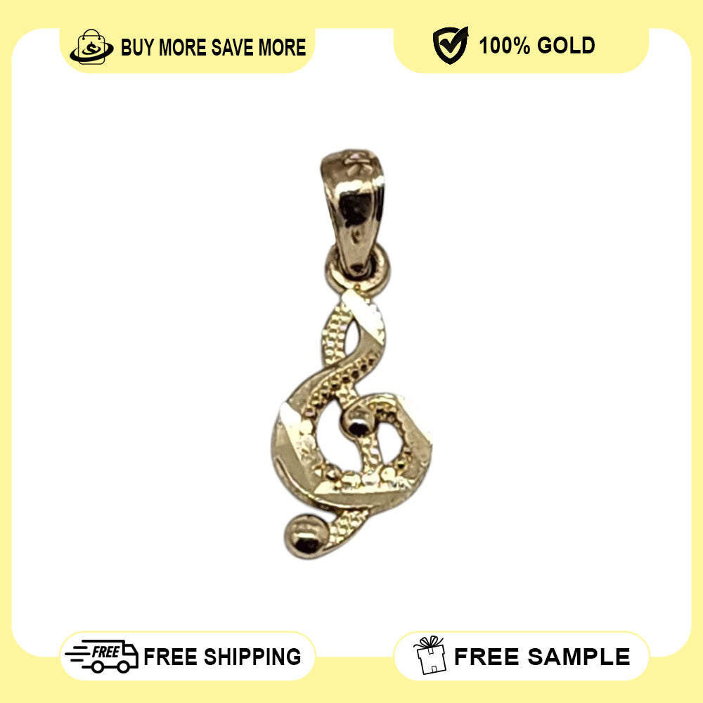 10K Yellow Gold Musical Note Pendant Necklace