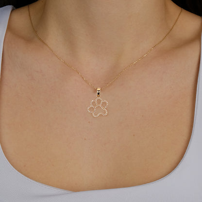 14K Yellow Gold Dog Paw Pendant