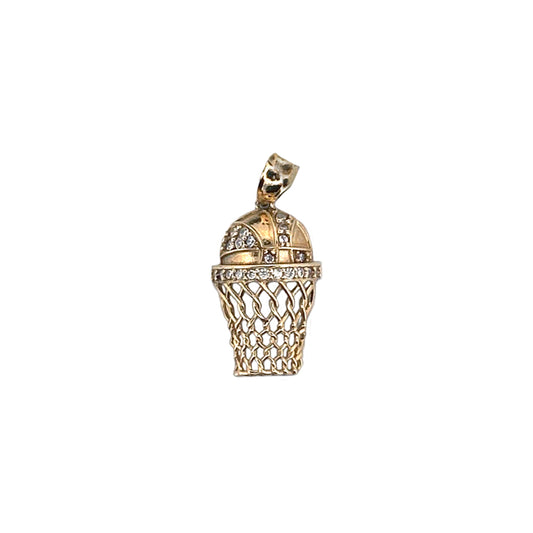 10K Yellow Gold Small Basket Net Pendant