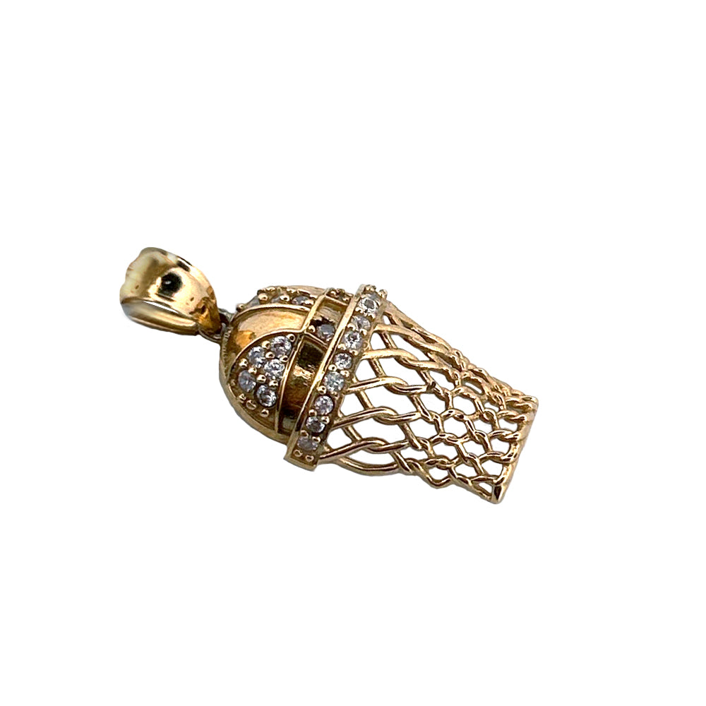 10K Yellow Gold Small Basket Net Pendant