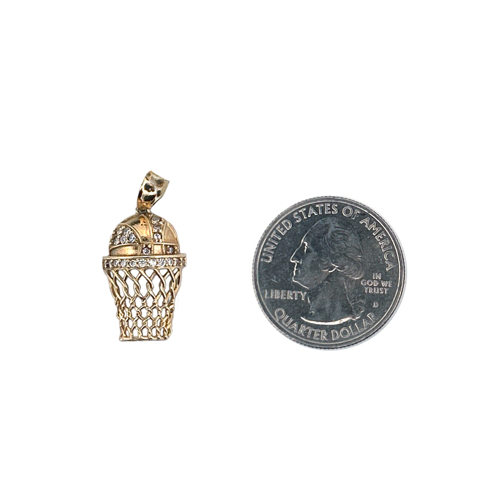 10K Yellow Gold Small Basket Net Pendant