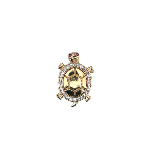 14K Yellow Gold Turtle Pendant