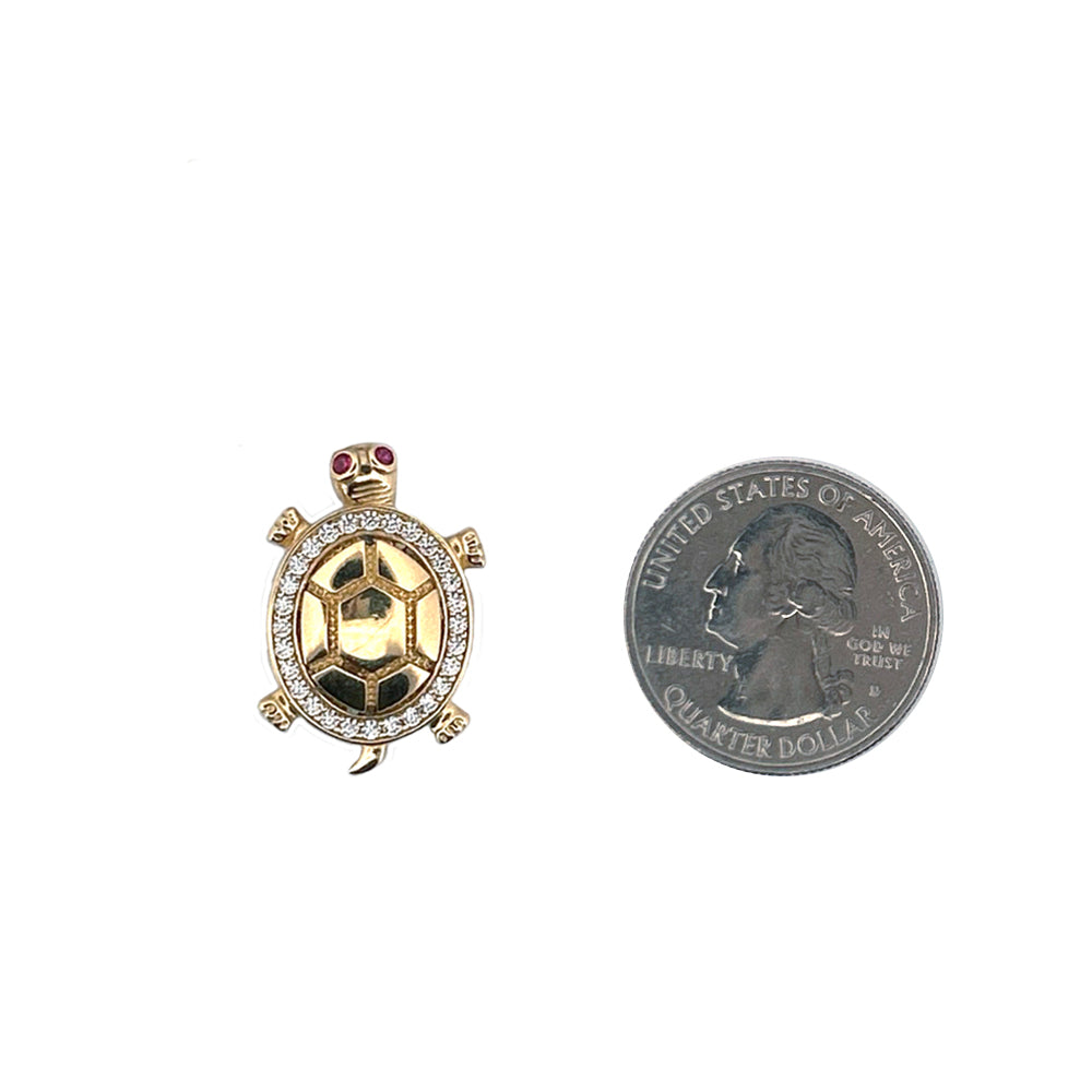14K Yellow Gold Turtle Pendant