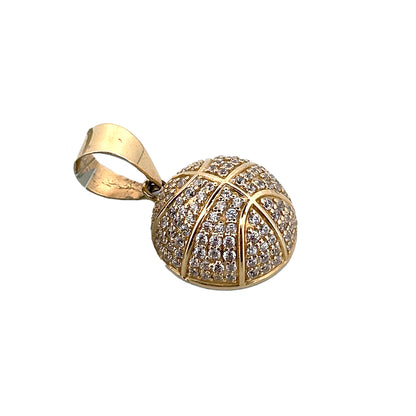 14K Yellow Gold Half Basketball Pendant