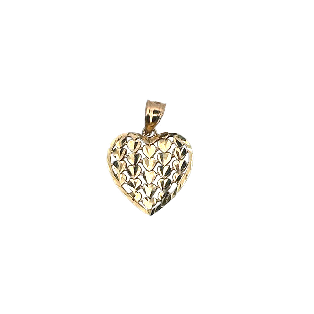 10K Yellow Gold Heart With Many Hearts Pendant