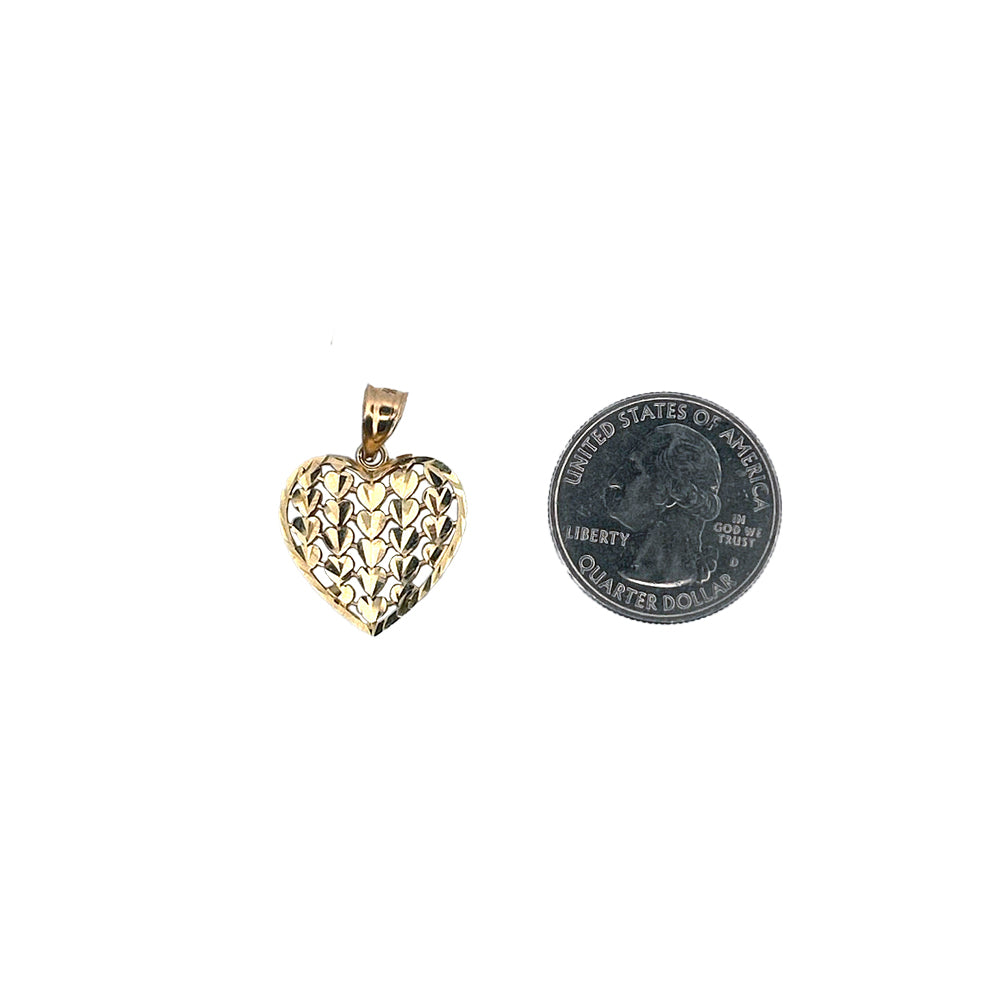 10K Yellow Gold Heart With Many Hearts Pendant