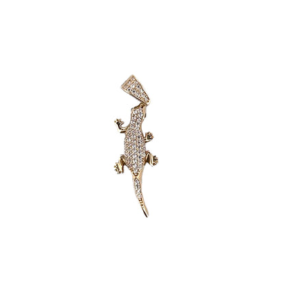 10K Yellow Gold Gecko Stone Pendant Necklace