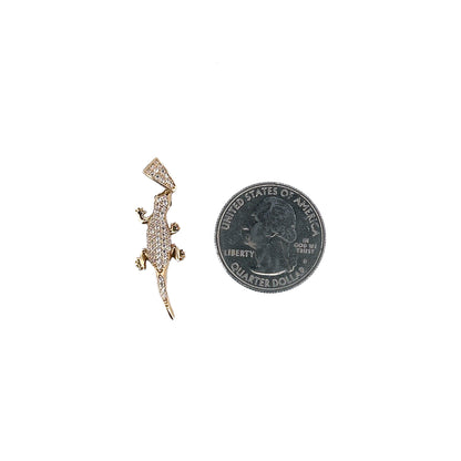 10K Yellow Gold Gecko Stone Pendant Necklace