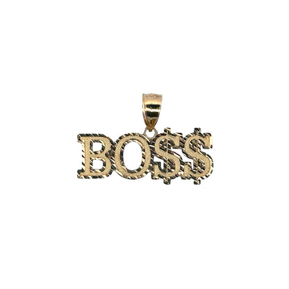 10K Yellow Gold Boss Dollar Sign Pendant Necklace