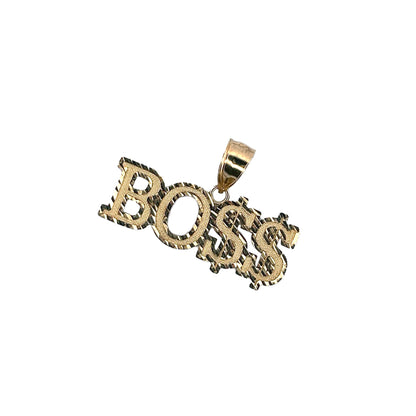 10K Yellow Gold Boss Dollar Sign Pendant Necklace