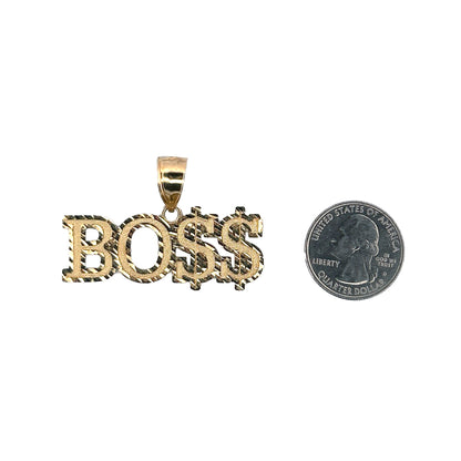 10K Yellow Gold Boss Dollar Sign Pendant Necklace