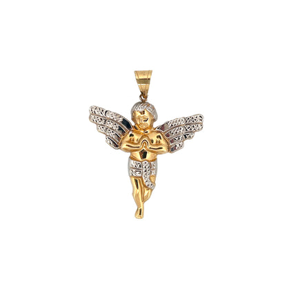 10K Yellow Gold Praying Angel Pendant Necklace